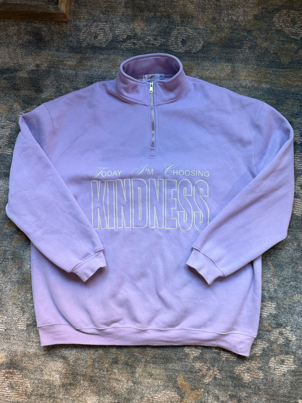 Today I'm Choosing Kindness Lavender Quarter-Zip Sweater